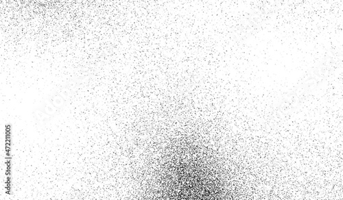 Gradient stipple. Background noise. Grain pattern. Faded effect texture. Grunge distress. Halftone abstract gradient. Dot stipple. Black grainy vintage background. Noise texture. Vector illustration