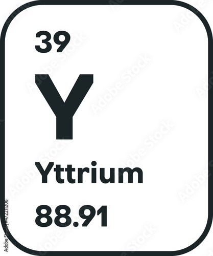 Symbol of chemical element Yttrium as seen on the Periodic Table of the Elements, including atomic number and atomic weight. Vector illustration