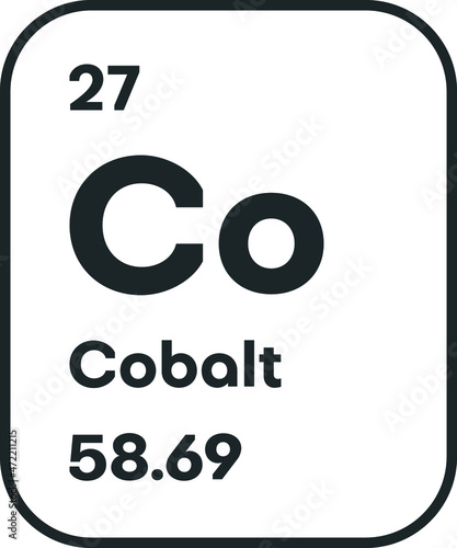 Symbol of chemical element Cobalt as seen on the Periodic Table of the Elements, including atomic number and atomic weight. Vector illustration