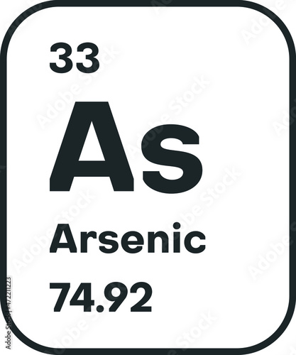 Symbol of chemical element Arsenic as seen on the Periodic Table of the Elements, including atomic number and atomic weight. Vector illustration