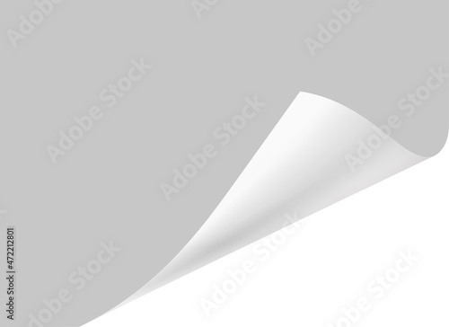 Paper page with corner curl. Peeling edge mockup