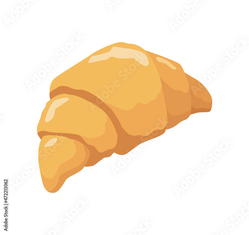 Croissant. Finished product of home cooking  handmade. Homemade  ready-to-eat food. Flat cartoon isolated icon