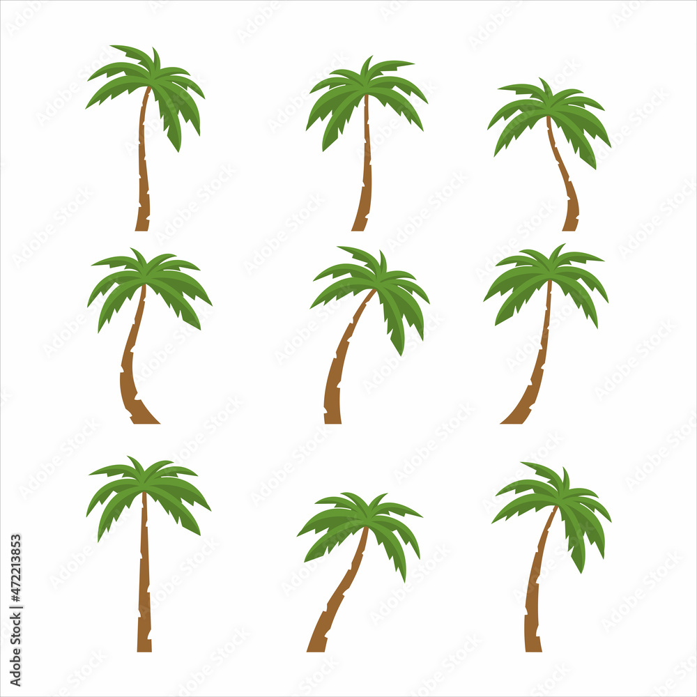 Naklejka premium Palms tree icons on white background 