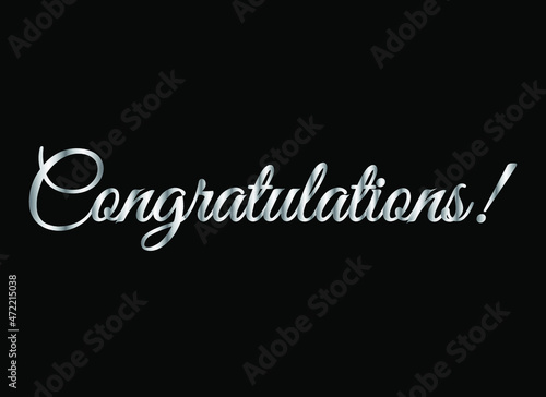 Congratulations Greeting. Congrats Text in Silver Color for a card, T-shirt printing, banner, poster typography Vector