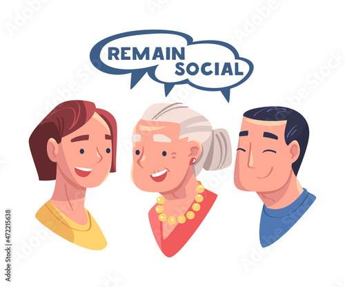 Alzheimer Prevention with Elderly Woman Talking to Someone Remaining Social Vector Illustration