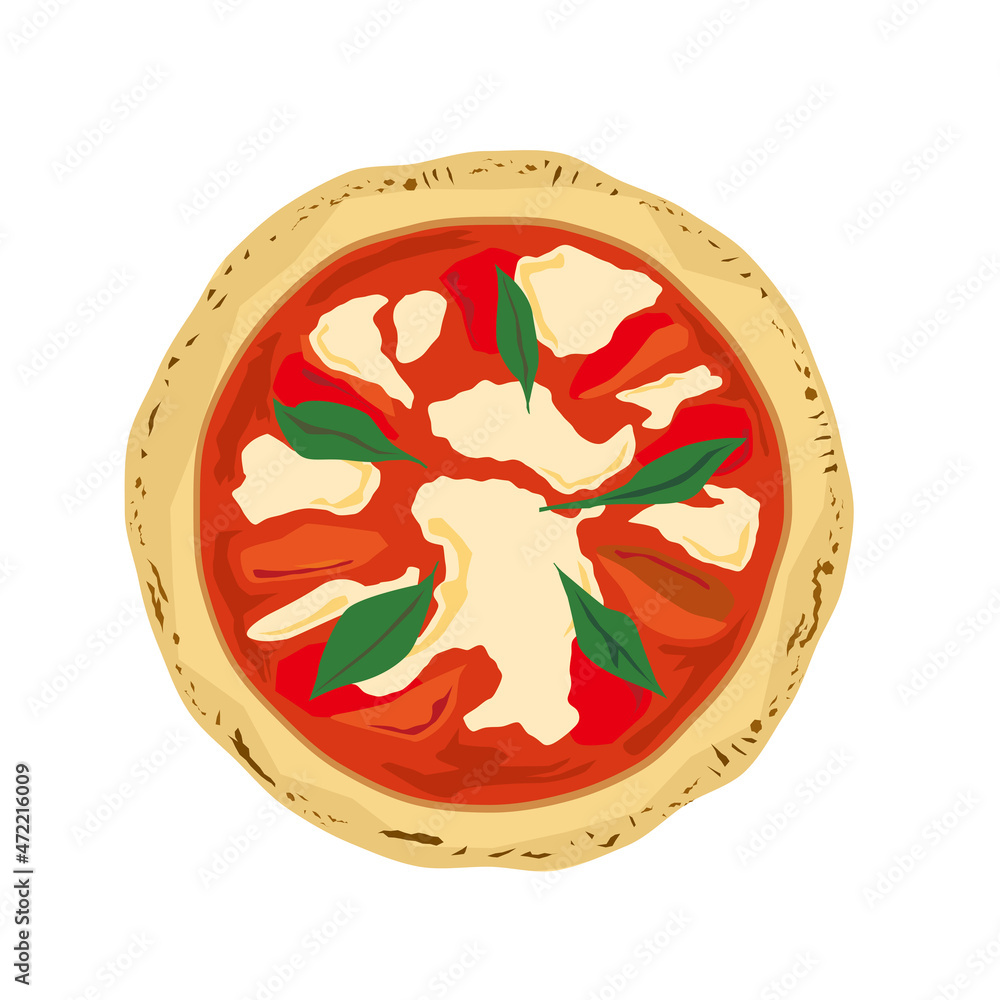 ピッツァマルゲリータのカットイラスト Stock Vector Adobe Stock