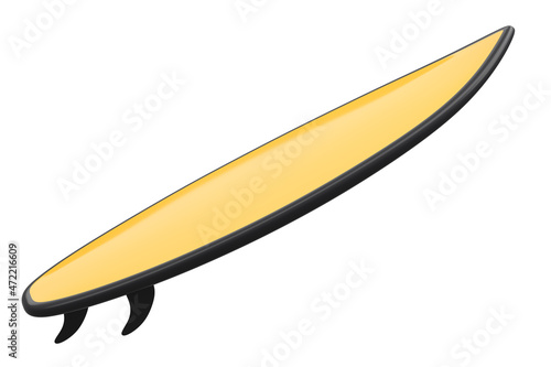 Realistic orange surfboard for summer surfing isolated on white background.