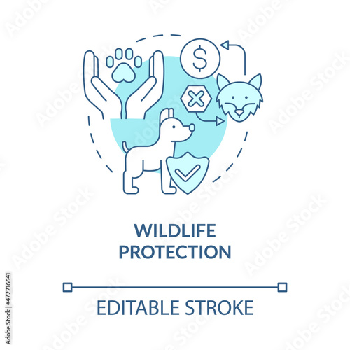 Wildlife protection blue concept icon. Save planet ecosystem. Charity support wild animals abstract idea thin line illustration. Vector isolated outline color drawing. Editable stroke