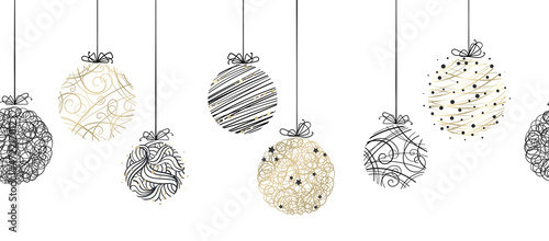 Elegant Christmas baubles seamless pattern, hand drawn balls - great for textiles, wallpapers, invitations, banners - vector surface design