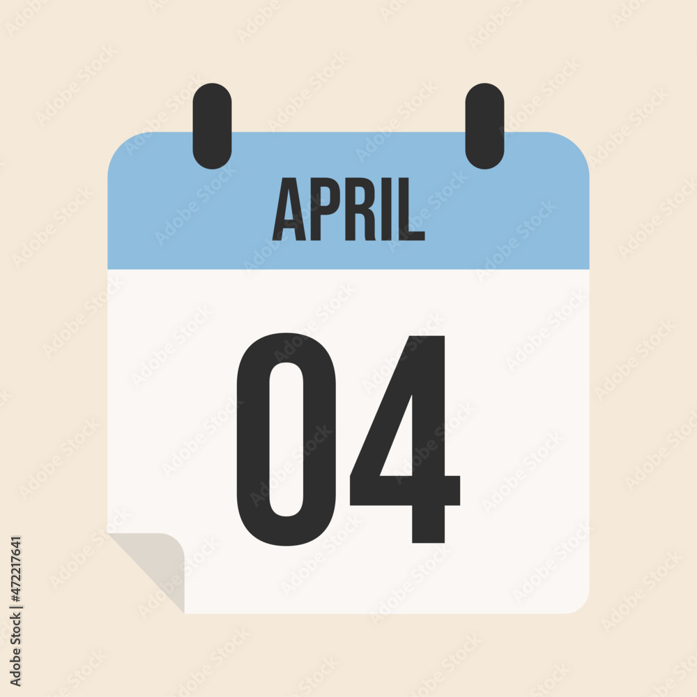 April 4th simple calendar, vector