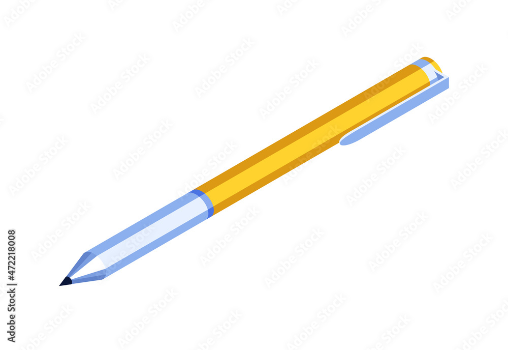 Offline education isometric with pen or pencil. Classic study at home for student. Distance education illustration Offline education isometric with pen or pencil. Classic study at home for student. Distance education illustration
