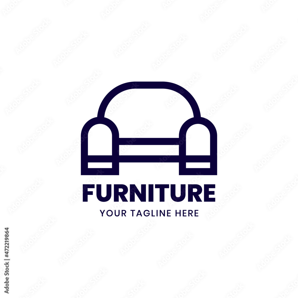 Modern interior and furniture logo. Style line couch sofa chair icon sign. Modern interior and furniture logo. Style line couch sofa chair icon sign.
