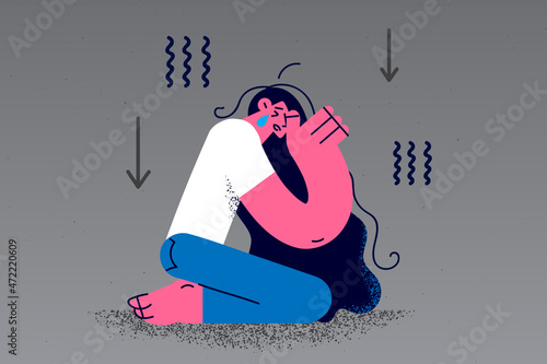 Unhappy woman cry suffer from depression