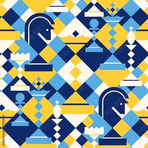 Chess seamless vector pattern. Abstract geometric style.