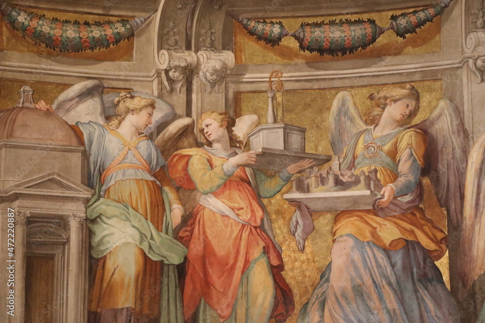 Santa Maria in Trastevere Church Interior Fresco Close Up in Rome, Italy
