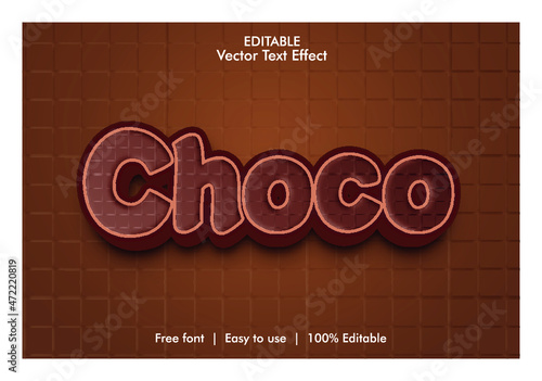 Choco 3d vector text effect with background