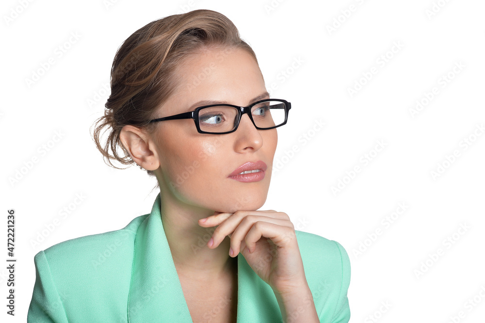 portrait of beautiful young businesswoman posing on white background portrait of beautiful young businesswoman posing on white background