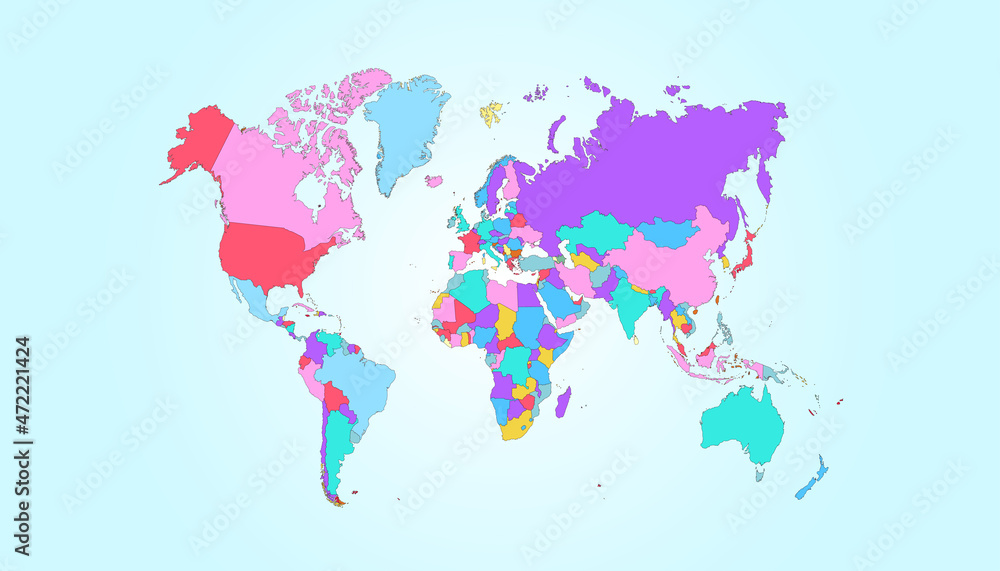 Obraz premium World map. Color vector modern. Silhouette map.
