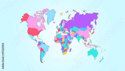 World map. Color vector modern. Silhouette map.