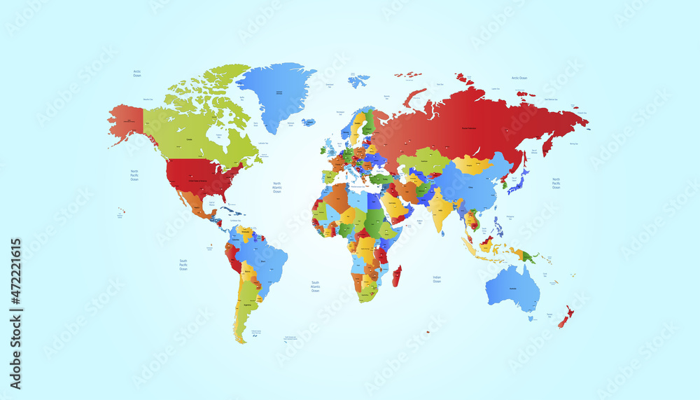 Obraz premium World map. Color vector modern. Silhouette map.