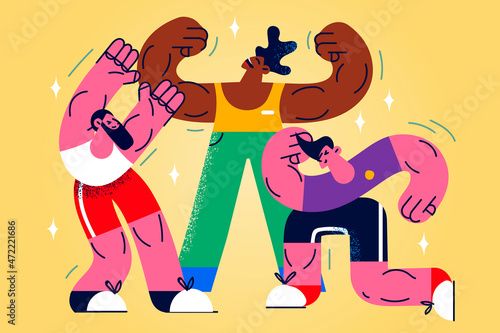 Diverse muscular athletes show good physical shape 