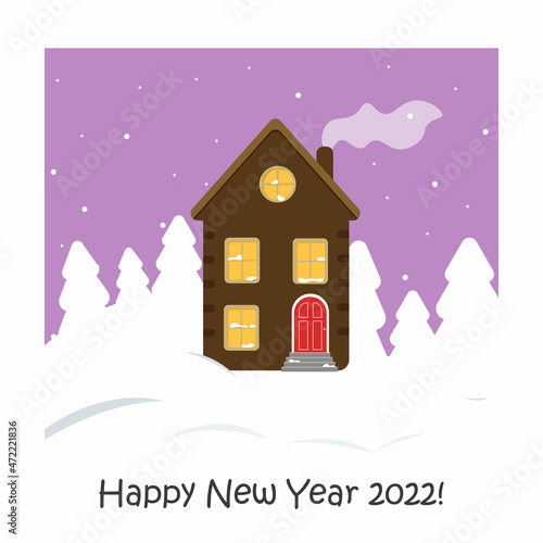 Vector illustration of a winter landscape. New Year card. Winter is comming. Happy holidays.