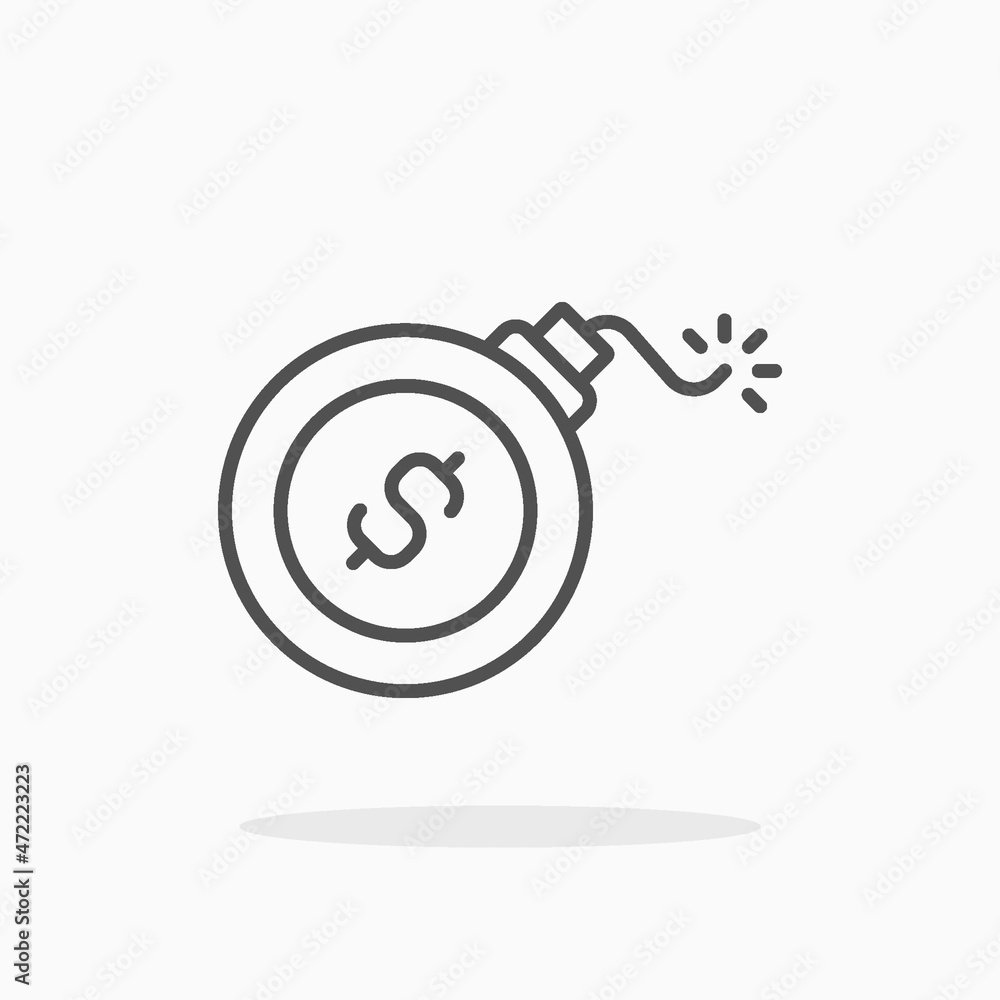 Debt icon. Editable Stroke and pixel perfect. Outline style. Vector illustration. Enjoy this icon for your project. Debt icon. Editable Stroke and pixel perfect. Outline style. Vector illustration. Enjoy this icon for your project.