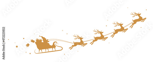 christmas Santa Claus with his sled and reindeer