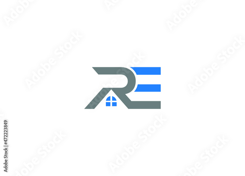 re initial creative modern logo design vector icon template