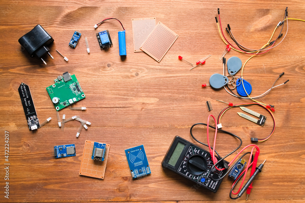 Top view of electronic components such as PCB Top view of electronic components such as PCB