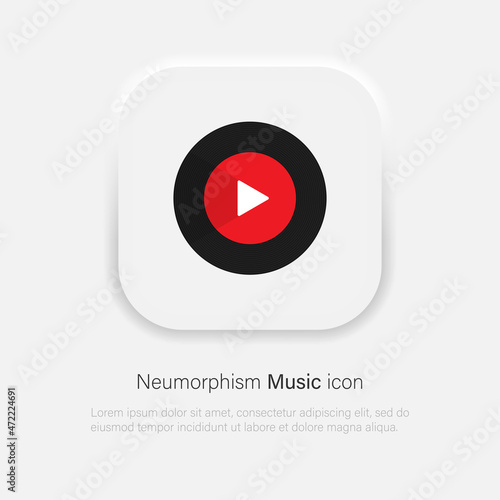 Free Download Music Player UI app vector icon in trendy soft material neumorphism style. Vector EPS 10 - GFXLoad