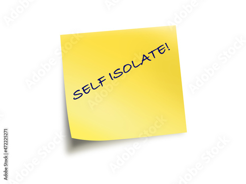 Yellow Post It Note With The Text Self Isolate