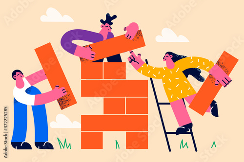 People play huge jenga game together 
