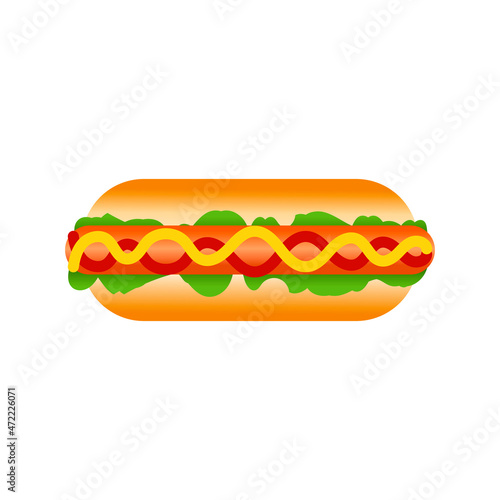 Hot Dog icon isolated on white background, hotdog with lettuce.