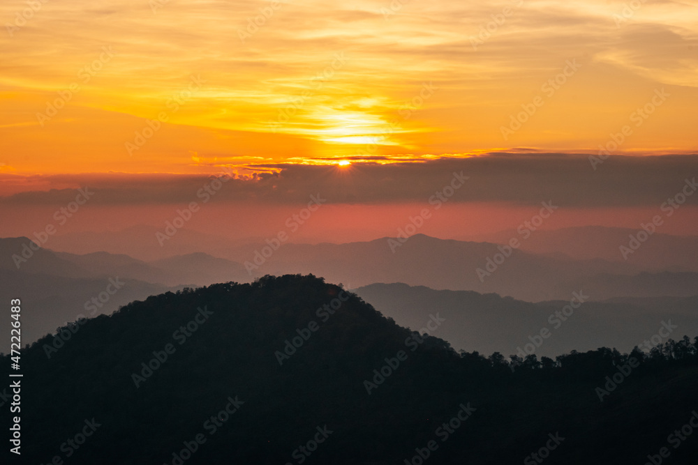 sunset in the mountains