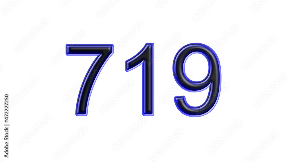 blue 719 number 3d effect white background blue 719 number 3d effect white background