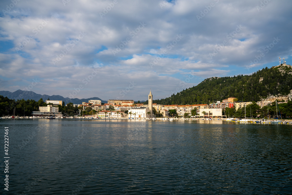 view of the town of Ploce on the Dalmatian Coast of Croatia