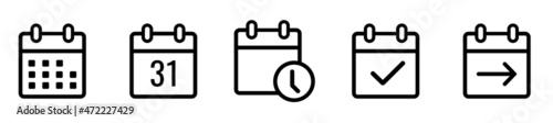 Calendar Icon. Set of calendar symbols. Time management.Appointment schedule flat icon. Stock vector.