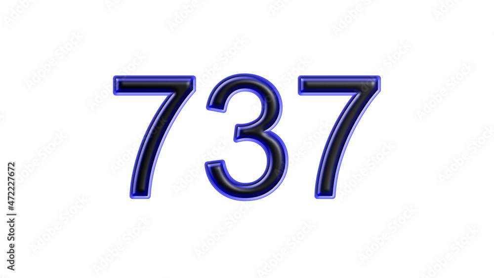 blue 737 number 3d effect white background blue 737 number 3d effect white background