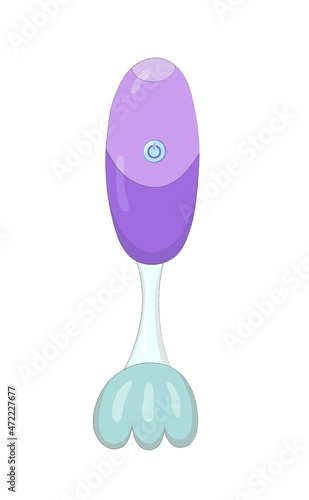 Nice cartoon toy purple blender. An electrical device for a fairy-tale character or doll. Toy kitchen. Hand drawn vector illustration