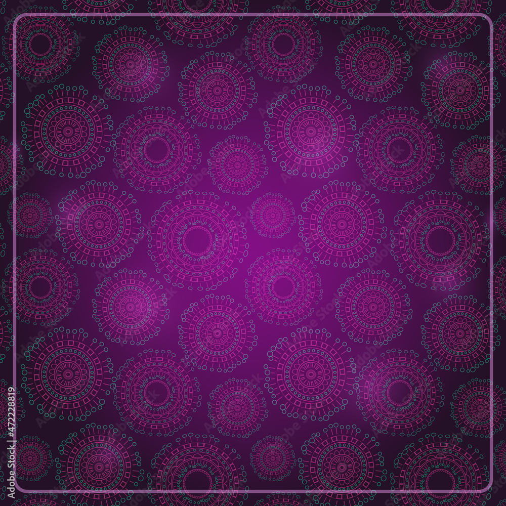 Purple Card with Round Elements and Shiny Dots