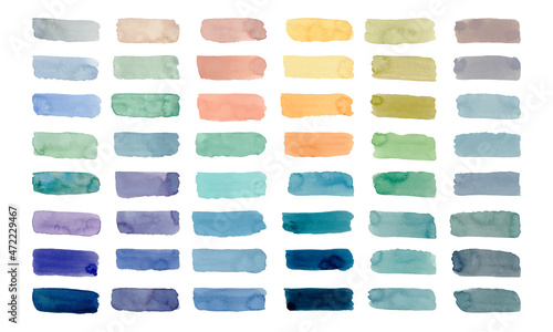 Hand painted collection of colorful watercolor brush strokes