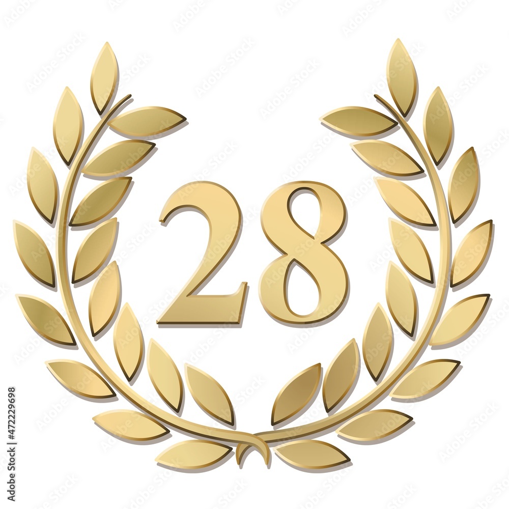 3D gold laurel wreath 28 vector isolated on a white background 3D gold laurel wreath 28 vector isolated on a white background