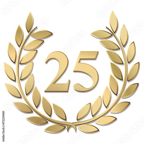 3D gold laurel wreath 25 vector isolated on a white background 