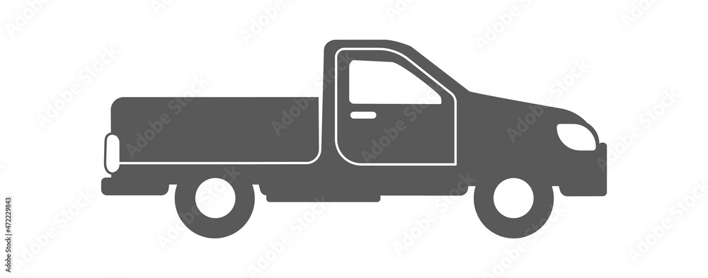Pickup truck silhouette. White winter symbol icon vector illustration