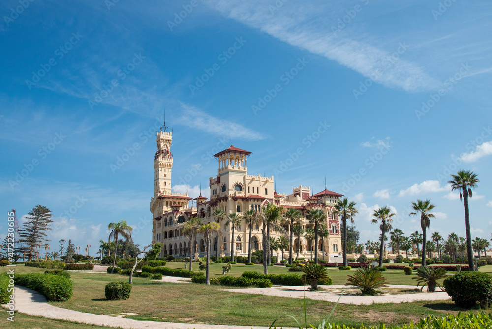 Panoramic view of the Montazah palace in Alexandria Egypt