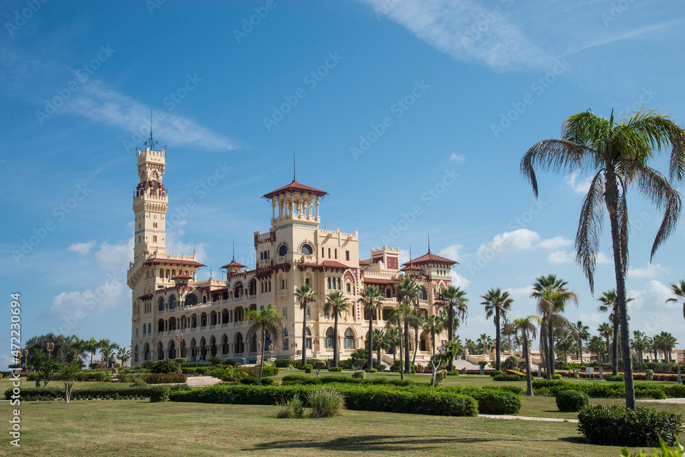 Panoramic view of the Montazah palace in Alexandria Egypt