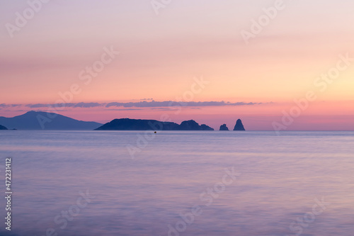 Medes islands from pals beach at sunrise