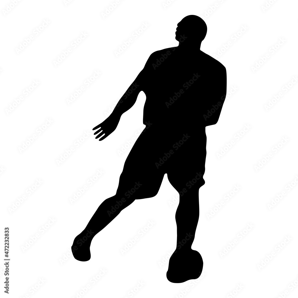 Men Basketball player silhouette perspectiveright side illustration on isolated background