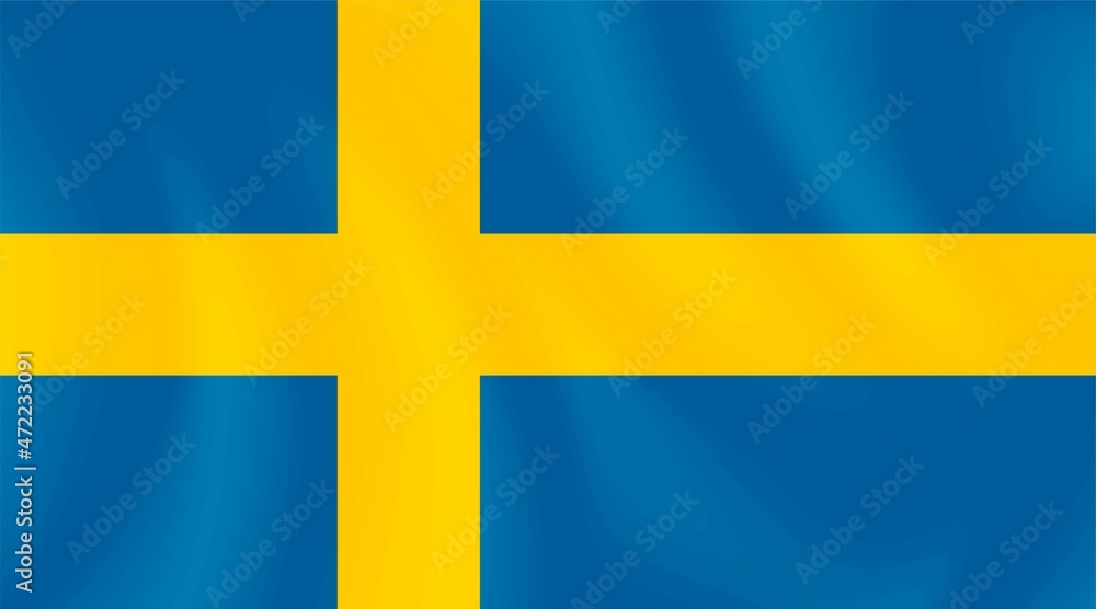 National flag of Sweden with imitation of light waves on the fabric. Vector stock illustration National flag of Sweden with imitation of light waves on the fabric. Vector stock illustration